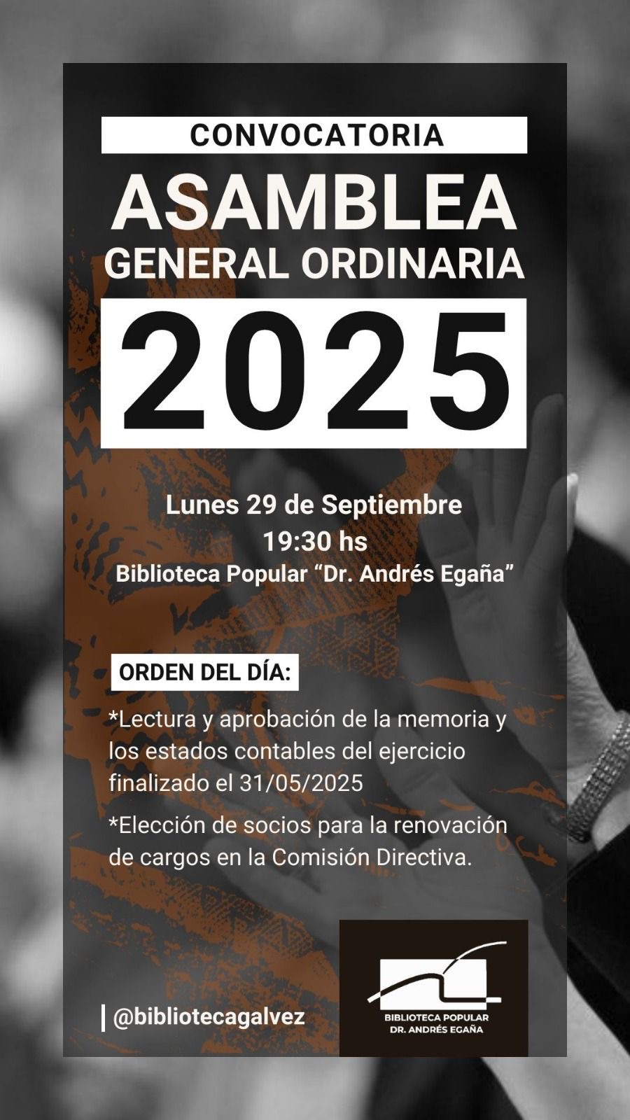 En este momento estás viendo Biblioteca popular Dr. Andrés Egaña convoca a Asamblea