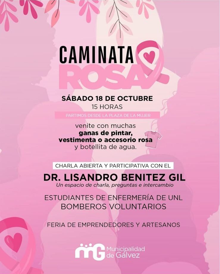Caminata por la Vida: Gálvez se suma al Octubre Rosa con actividades de concientización