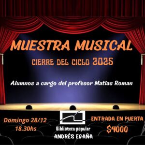 Muestra de música en la Biblioteca: alumnos de Matías Román cierran el año con una muestra abierta a la comunidad