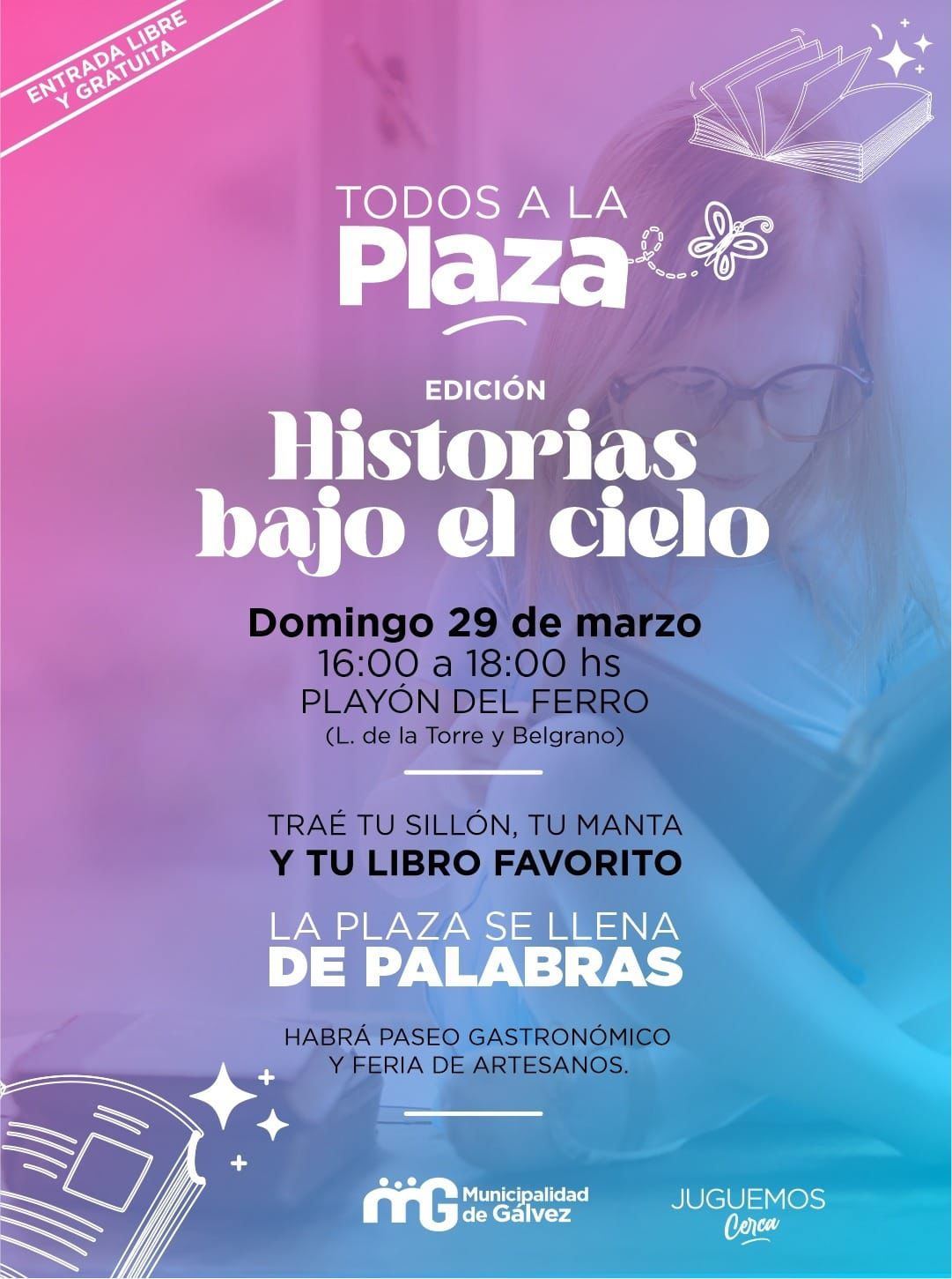 Gálvez invita a una tarde de lectura al aire libre en el Playón del Ferrocarril