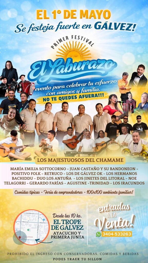 Lee más sobre el artículo “El Laburazo”: Gálvez se prepara para un mega festejo del Día del Trabajador con 15 shows en vivo