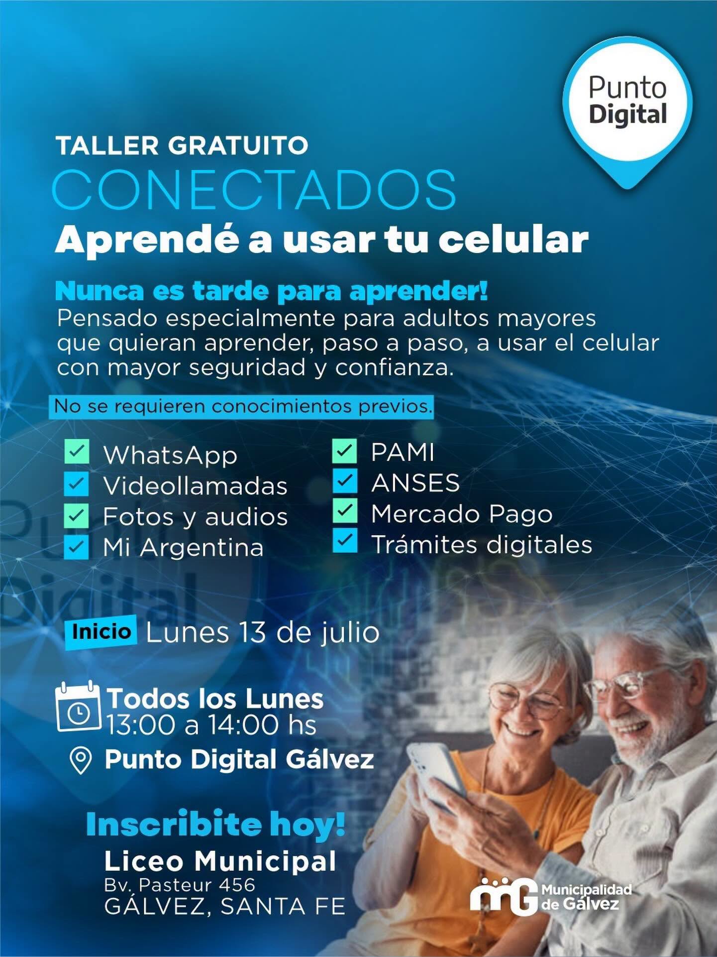 Gálvez: lanzan un taller gratuito para que adultos mayores aprendan a usar el celular