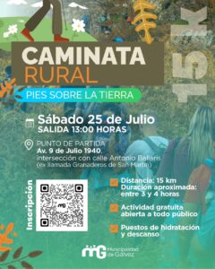Gálvez: invitan a participar de la caminata rural “Pie sobre la Tierra”