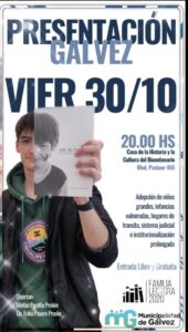 Gálvez será sede de una presentación sobre adopción e infancias vulneradas